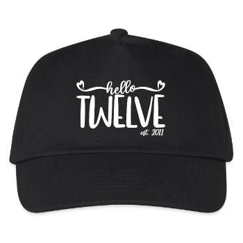 12th Birthday Kids Girls 12 Hello Twelve Est. 2011 - Kids’ Baseball Cap - black - Front