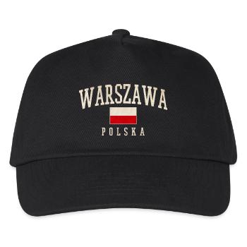 Warschau Polen Flaggenstil - Kinder Basecap - Schwarz - Vorne