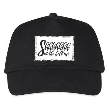 Shhh Halt die Klappe Witz Spruch Shut The Hell Up - Kinder Basecap - Schwarz - Vorne