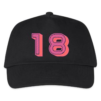 18. 18 JAHRE ALT. 18. JAHRESTAG. 18. GEBURTSTAG. - Kinder Basecap - Schwarz - Vorne