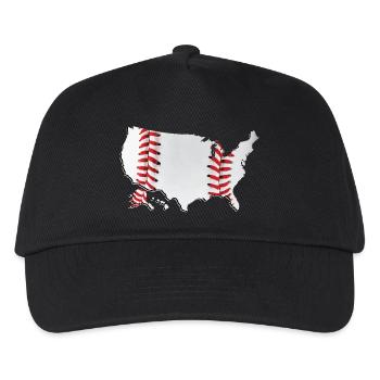 USA | echter Baseball | Landkarte - Kinder Basecap - Schwarz - Vorne