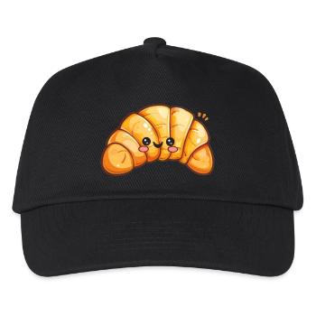 Süßes Croissant Comic - Kinder Basecap - Schwarz - Vorne