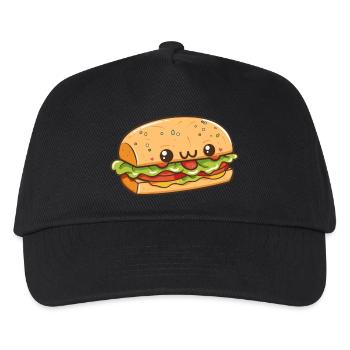 Kawaii burger with a happy face - Kids’ Baseball Cap - black - Front