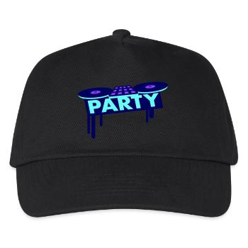 Mischpult Party Spray DJ Vinyl Schallplatte Musik - Kinder Basecap - Schwarz - Vorne