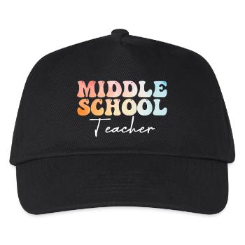 Middle School Teacher Groovy Back to School - Kids’ Baseball Cap - black - Front