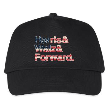 Kamala Harris & Tim Walz 2024 Support Shirt - Kinder Basecap - Schwarz - Vorne