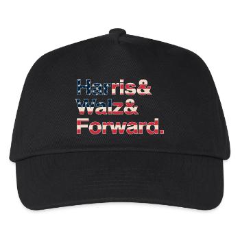 Kamala Harris & Tim Walz 2024 US Flag Shirt - Kinder Basecap - Schwarz - Vorne