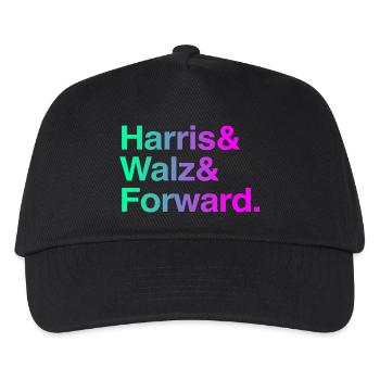 Kamala Harris & Tim Walz 2024 Support Shirt - Kinder Basecap - Schwarz - Vorne