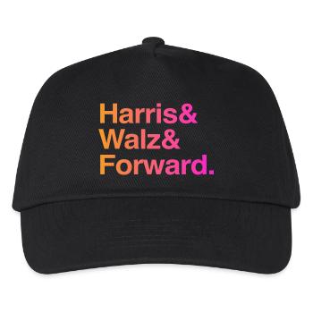 Kamala Harris & Tim Walz 2024 Support Shirt - Kinder Basecap - Schwarz - Vorne