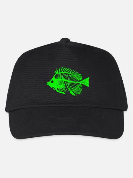 Glowing Fish Skeleton Design - Kids’ Baseball Cap - black