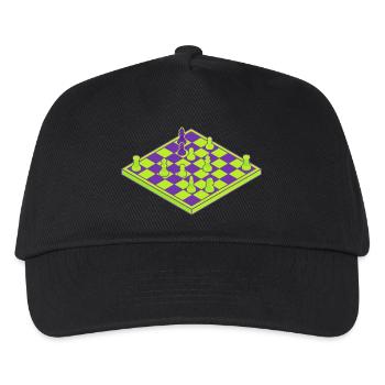 Neon Schachbrett - Kinder Basecap - Schwarz - Vorne