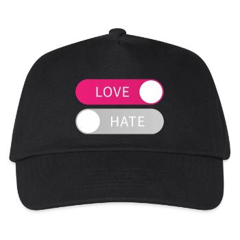 Love On Hate Off Button Liebe an Hass aus Geschenk - Kinder Basecap - Schwarz - Vorne