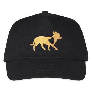 Herz Chihuahua Gold Hunde Fan Liebe Love Wauwau - Kinder Basecap - Schwarz - Vorne