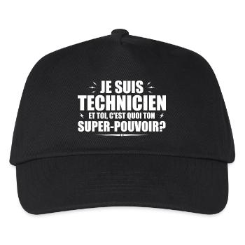 Ich bin Techniker. Was ist deine Superkraft? - Kinder Basecap - Schwarz - Vorne