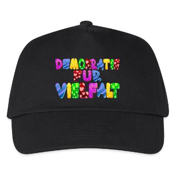 AfD stoppen gegen rechts Demokratie Vielfalt links - Kinder Basecap - Schwarz - Vorne