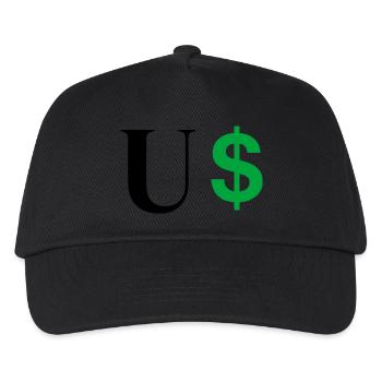 Buchstabe u Dollar - Kinder Basecap - Schwarz - Vorne