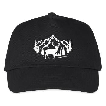 Majestätischer Hirsch mit Berg- und Waldszene - Kinder Basecap - Schwarz - Vorne