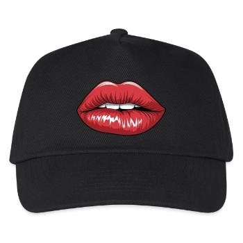 Saftige rote Lippen - Kinder Basecap - Schwarz - Vorne