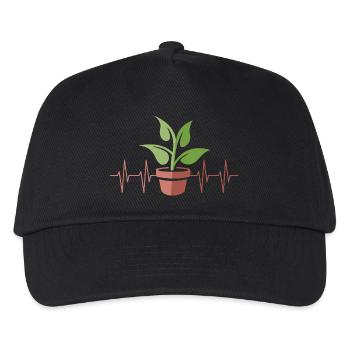 Potted plant with heartbeat - botany and plants - Kids’ Baseball Cap - black - Front