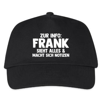 Frank - Kids’ Baseball Cap - black - Front