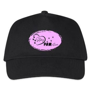 Hundeherz Motiv mit Pfotenspuren, Stay Pawsitive, - Kinder Basecap - Schwarz - Vorne