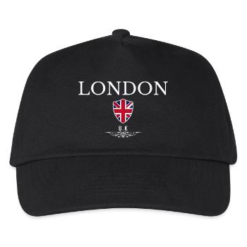 London, UK, minimalistisches, schlankes Design - Kinder Basecap - Schwarz - Vorne