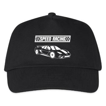 Weißer Rennwagen - Kinder Basecap - Schwarz - Vorne