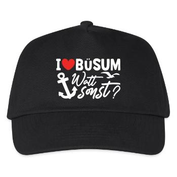 Nordsee Urlaub BÜSUM WATT SONST Lustiges - Kinder Basecap - Schwarz - Vorne
