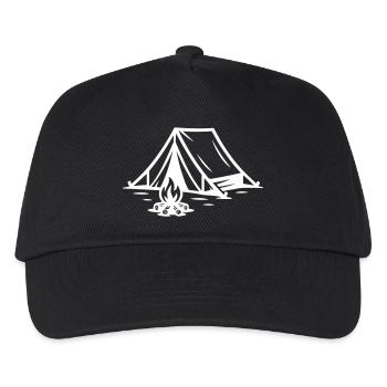 Zelt Lagerfeuer - Kinder Basecap - Schwarz - Vorne