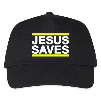 Jesus Rettet Spruch Christlich - Kinder Basecap - Schwarz - Vorne