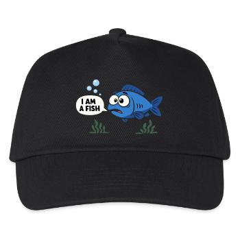 Blauer Fisch Kostüm Meerestier Karneval Fasching - Kinder Basecap - Schwarz - Vorne