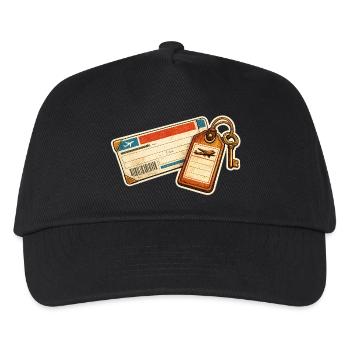 Vintage Airline Ticket Luggage Tag Design - Kids’ Baseball Cap - black - Front