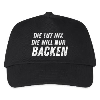 She doesn't do anything - she just wants to bake - Kids’ Baseball Cap - black - Front