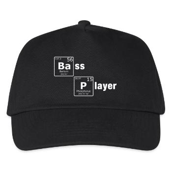 Bass Player PSE Periodensystem Elemente Nerd - Kinder Basecap - Schwarz - Vorne