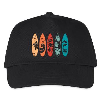 Retro-Surfbrett - Kinder Basecap - Schwarz - Vorne