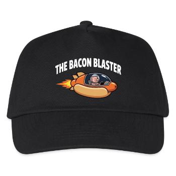 Bacon Blaster Lustiges Space Pig Raketendesign - Kinder Basecap - Schwarz - Vorne