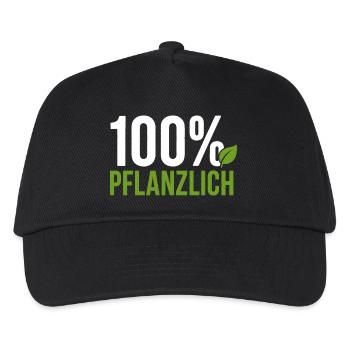 100% Pflanzlich - Vegan Geschenkidee - Kinder Basecap - Schwarz - Vorne