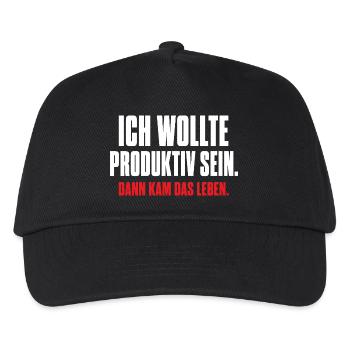 Ich wollte produktiv sein – Dann kam das Leben - Kinder Basecap - Schwarz - Vorne