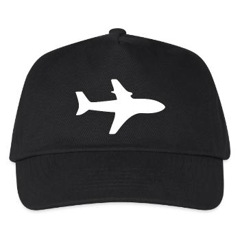 Flugzeug Reise Flugreise Geschenk - Kinder Basecap - Schwarz - Vorne