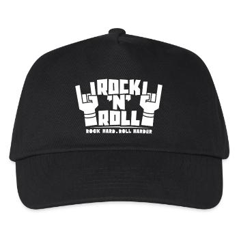 Rock'N'Roll Blocky Text with Finger Horns - Kids’ Baseball Cap - black - Front