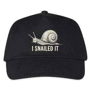 I Snailed It Cartoon Snail Tee - Kids’ Baseball Cap - black - Front