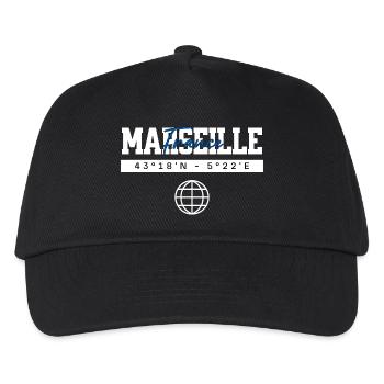 Marseille Frankreich Koordinaten Reise Souvenir - Kinder Basecap - Schwarz - Vorne