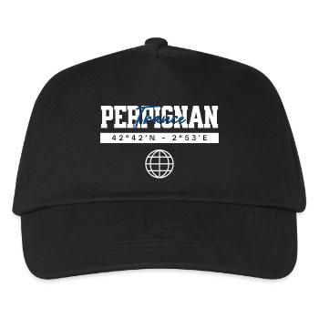 Perpignan Frankreich Koordinaten Reise Souvenir - Kinder Basecap - Schwarz - Vorne