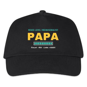 Papa – Neues Level freigeschaltet - Kinder Basecap - Schwarz - Vorne