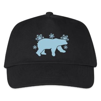 Eisbär mit Winter Schneeflocken - Kinder Basecap - Schwarz - Vorne