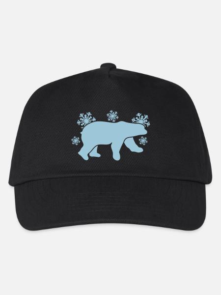 Eisbär mit Winter Schneeflocken - Kinder Basecap - Schwarz