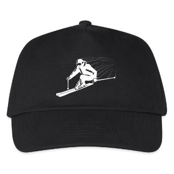 Skier skier athletic fast on the road - Kids’ Baseball Cap - black - Front