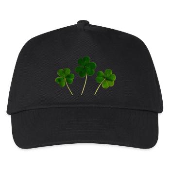 kleeblatt glueck shamrock luck four leaf clover32 - Kinder Basecap - Schwarz - Vorne
