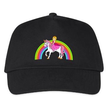 Einhorn - Kinder Basecap - Schwarz - Vorne