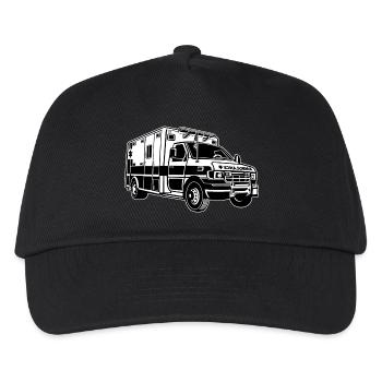 Krankenwagen / Rettungswagen 01_schwarz weiß - Kinder Basecap - Schwarz - Vorne